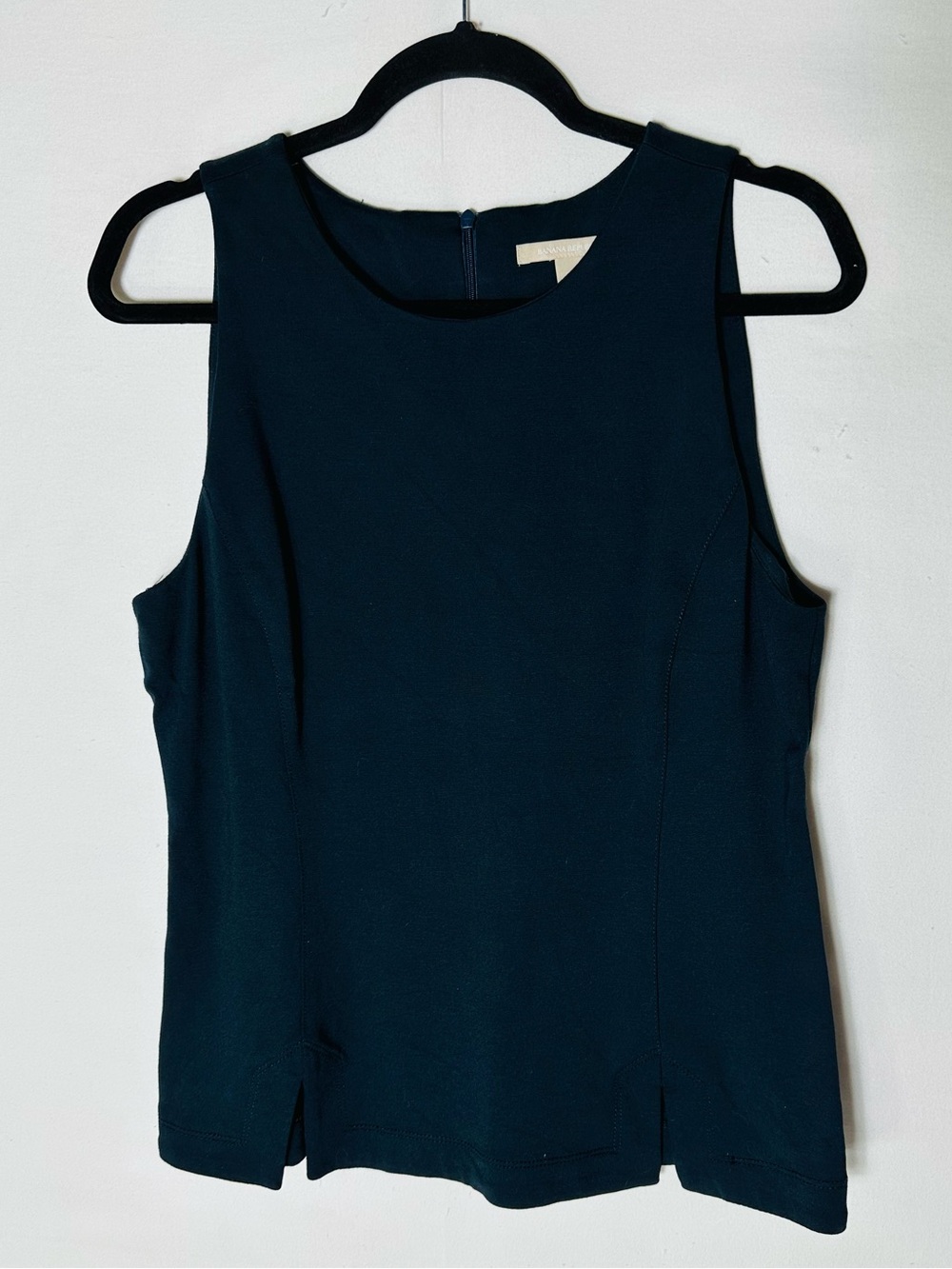 Banana Republic Black Sleeveless Zip Back Peplum Top 12 Elevated Basic